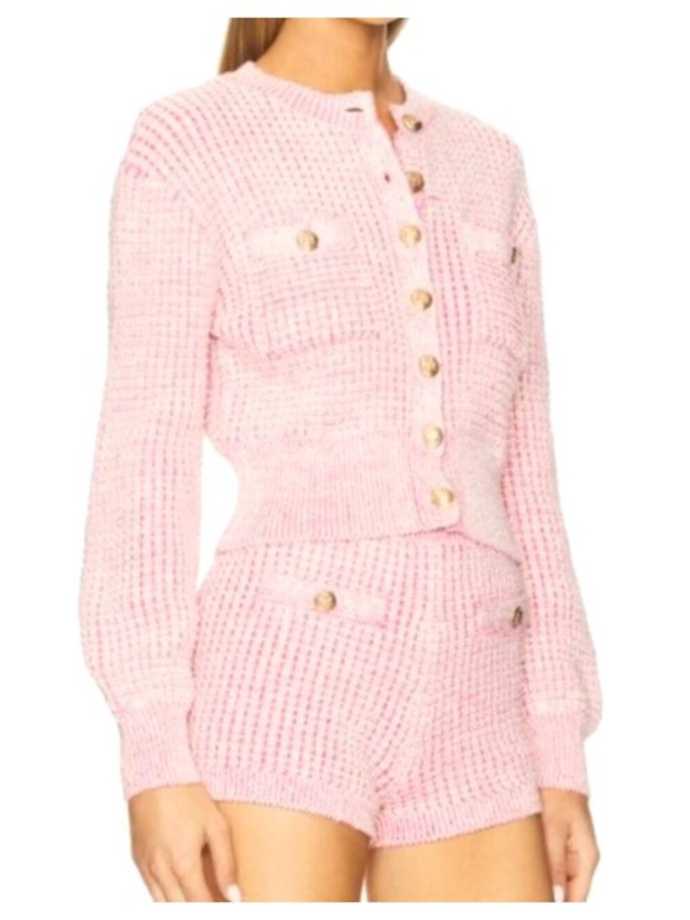 Majorelle Women's Sz S Pink Textured Knit Cropped Estelle Cardigan